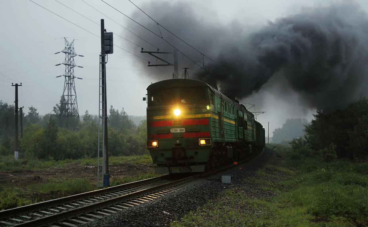 Тепловоз 2ТЭ10У-0089 с грузовым составом, Ярославль